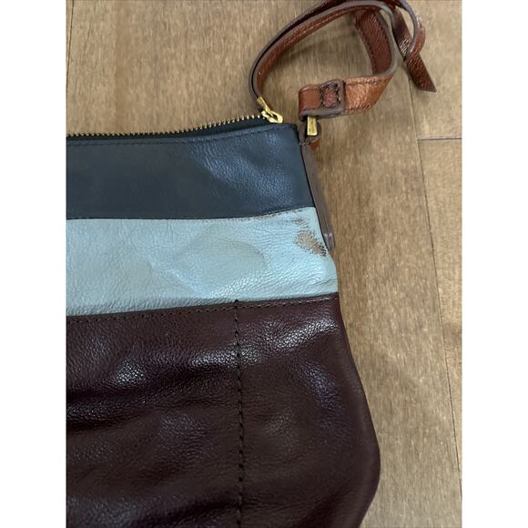 Fossil Crossbody Bag Multicolor Striped Leather Top-Zip 10x8x1.5 - Picture 5 of 8